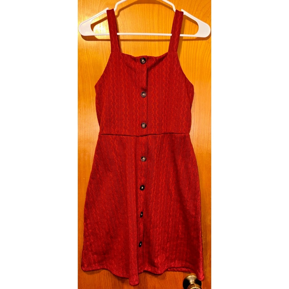Love‎ Squared Girls Red Cable Knit Texture Button Front Jumper Dress Size 16
